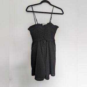 Junior Black Rouched Cutout Romper